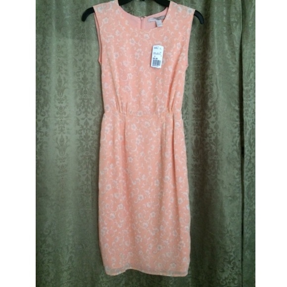 Peach/cream midi dress, size S