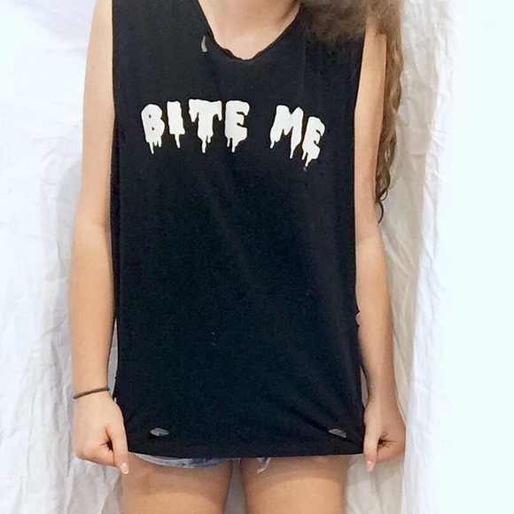 💥SOLD💥 Bite Me Black Tank Top TShirt