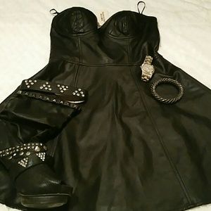 Faux Leather Skater dress