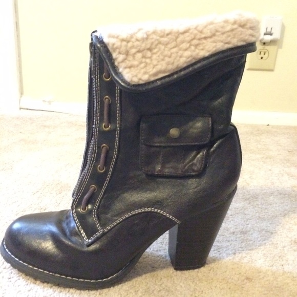 Dark brown zip up booties