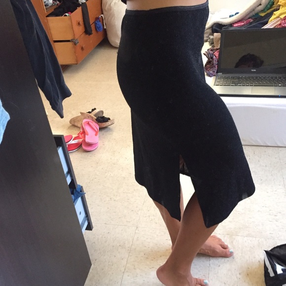 Sparkly black midi skirt
