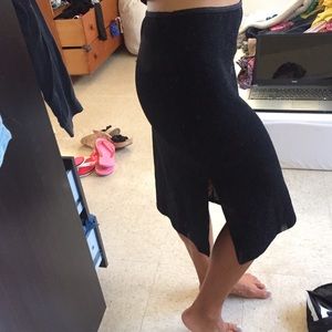 Sparkly black midi skirt