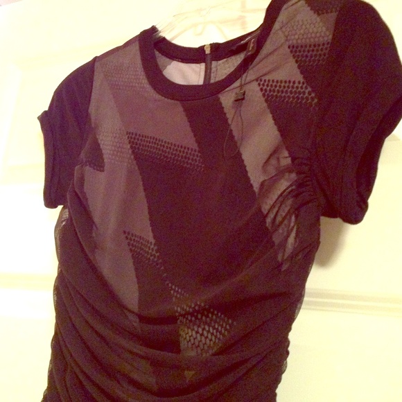 Bcbg MaxAzria little blck dress w/grey underlay XS