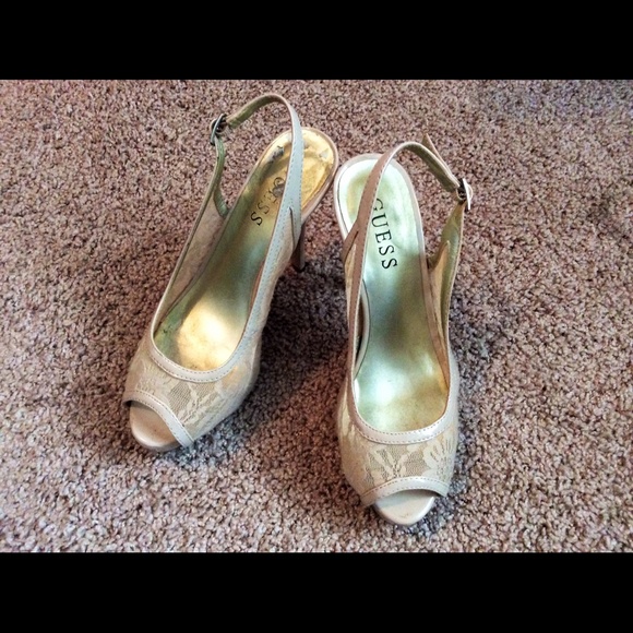 Cream lace guess high heels