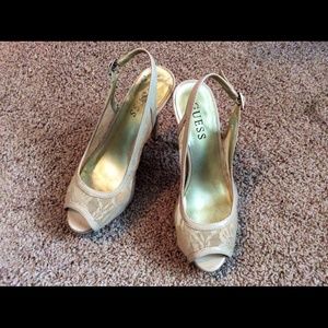 Cream lace guess high heels