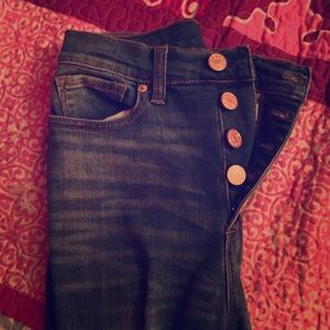 High waisted button up skinny jeans