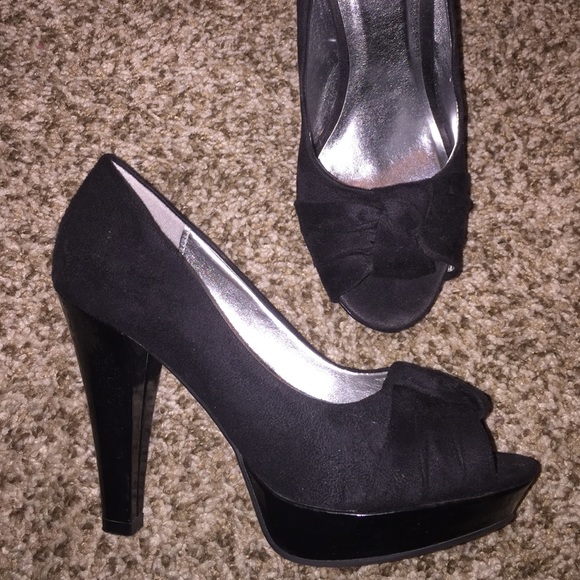 Black Peep Toe Heels