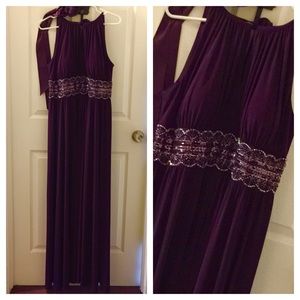 R & M Richards Eggplant/Purple long dress