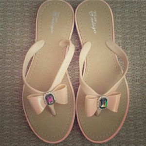 Jeweled jelly flip flops