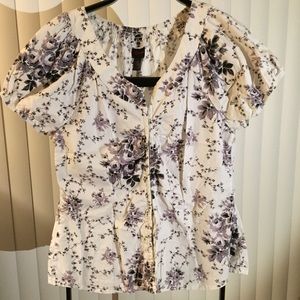 Purple black and white blouse
