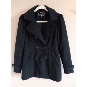 Winter dark grey pea coat