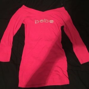 Never worn pink Bebe half sleeved shirt