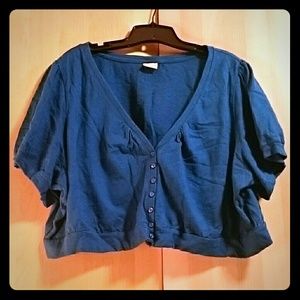 Royal blue cropped sweater cover-up