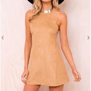 Motel Winnie Suede Backless Mini Dress