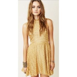 For Love and Lemons Gold Dulce High Neck Dress