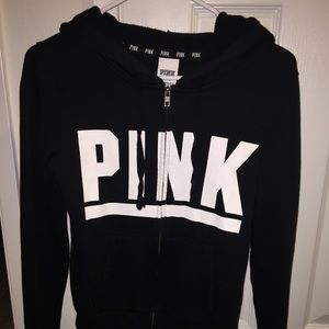 Victoria Secret's Pink Black Zip-Up Jacket w/hood