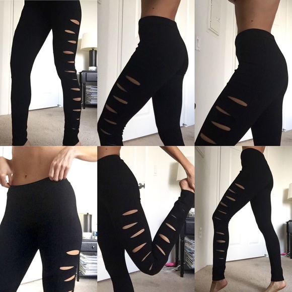 XS BLACK CUTOUT BEBE LEGGINGS