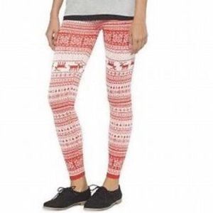 ISO Mossimo Knit Red Reindeer Leggings