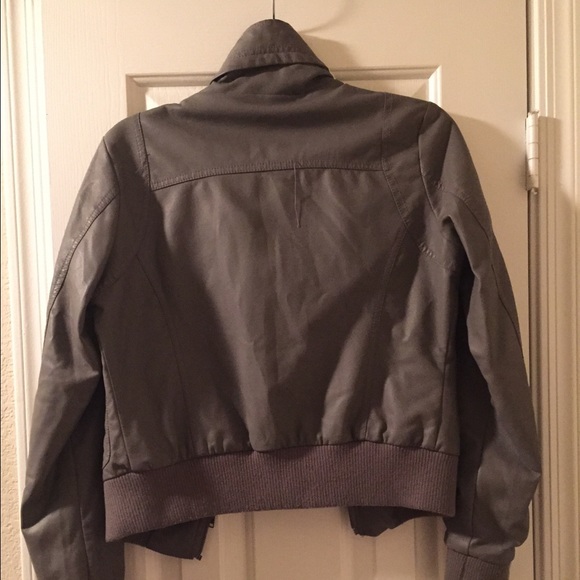 grey pleather bomber jacket - Picture 2 of 2