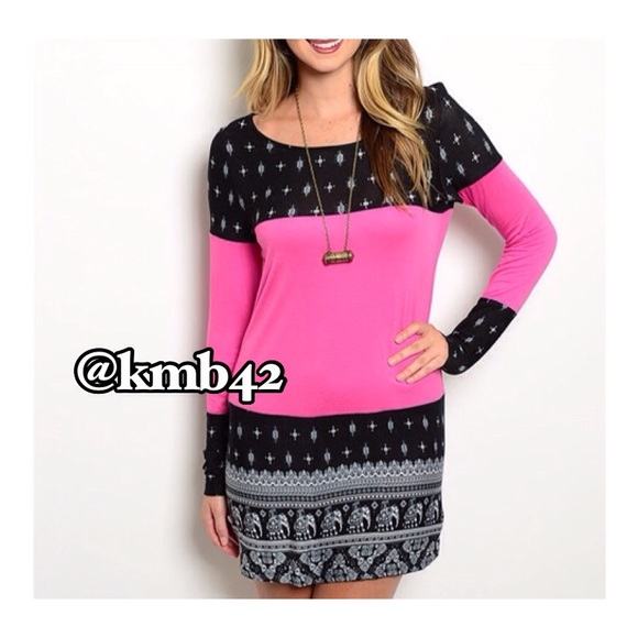 Dresses & Skirts - Host Pick! Fushia Elephant Print Tunic Dress