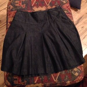 Pleated Dark Denim Skirt
