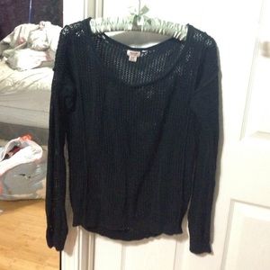 Black holed long sleeve see through shirt