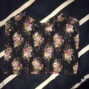 Kimchi Blue Strapless Floral Crop Top