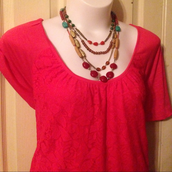 Salmon flutter sleeve top