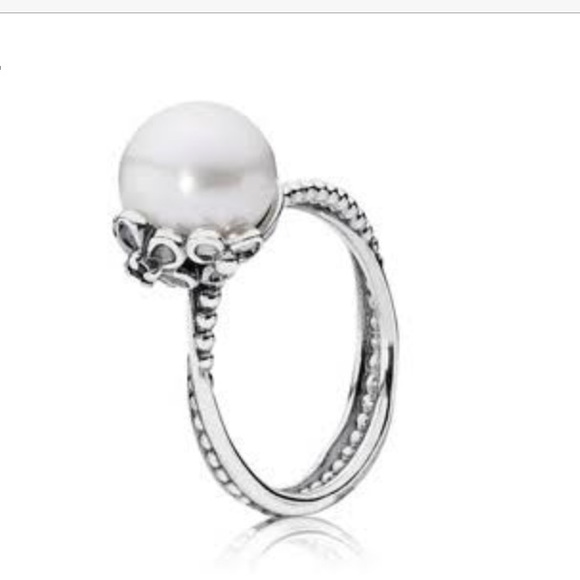 Authentic PANDORA Garden Odyssey Ring with Pearl