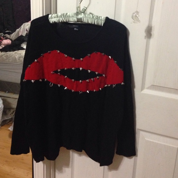 Red lips spiked sweater