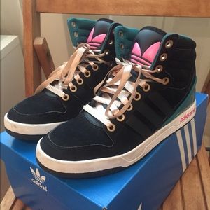 Adidas court attitude high top sneakers