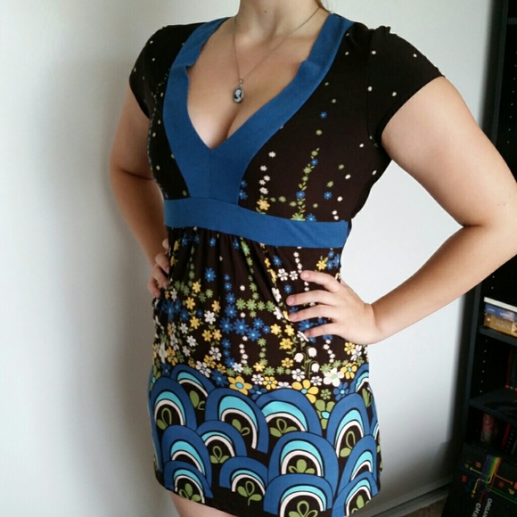 Brown and blue dress