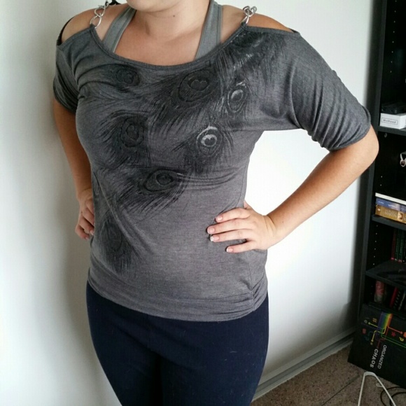 Grey peacock top