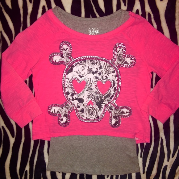 Justice crop top skull top
