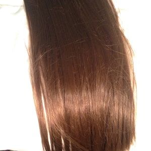 18" straight SYN boho brown halo hair extension