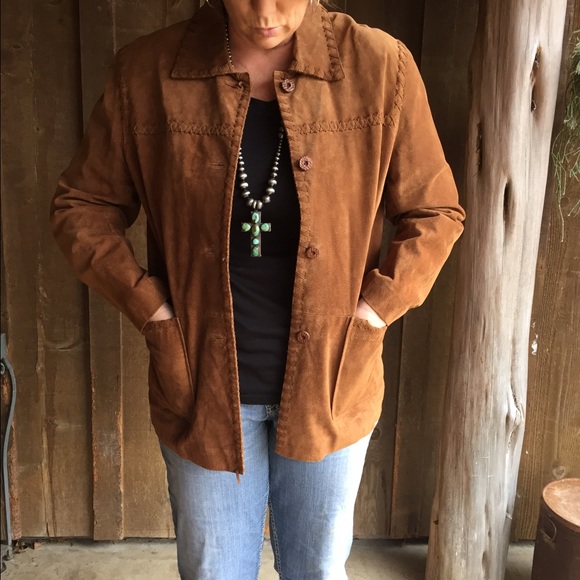 Brushed Leather jacket with whip stitch trim