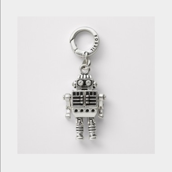 Fossil Silver Robot Charm