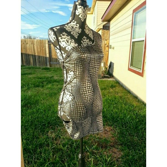 Wet Seal Dresses & Skirts - Sexy Silver Croc One Shoulder Side Cutout Dress M