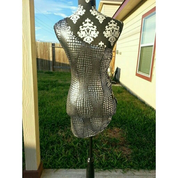 Sexy Silver Croc One Shoulder Side Cutout Dress M - Picture 4 of 4