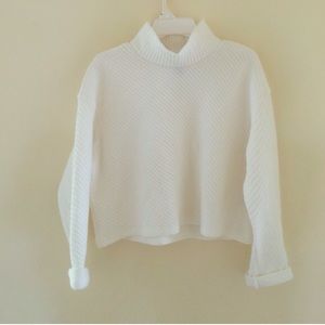White crop turtleneck
