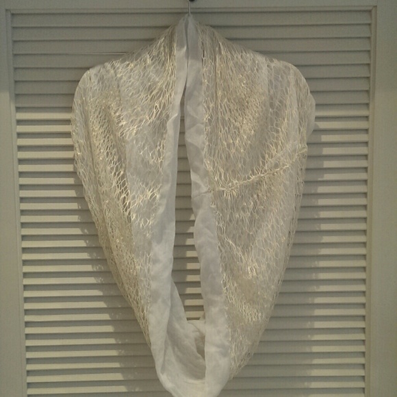 White and Gold Infinity Scarf