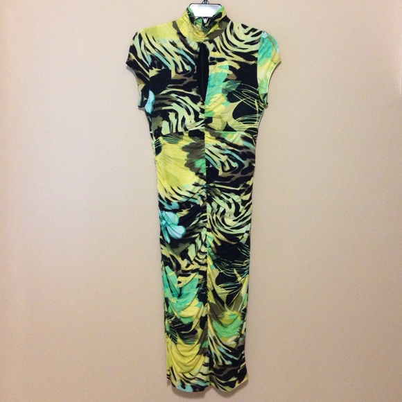 Cache dress - black/green/yellow