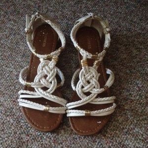 White gladiator type express sandals
