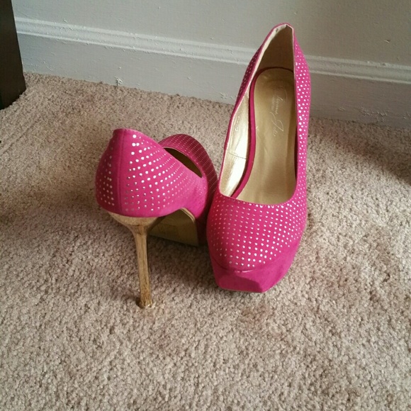 Pink w/Rhinestones  w/Gold Stiletto Heel