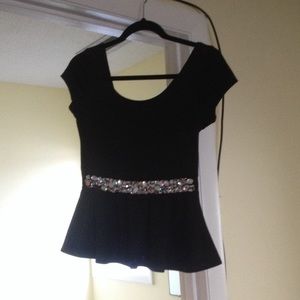 Black top with jeweled band