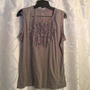 GAP gray ruffle tank top. Size large. Never worn
