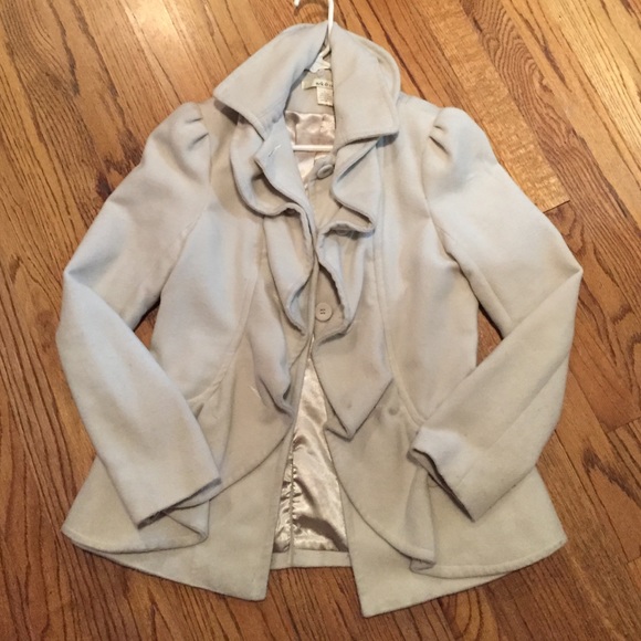 Ruffle feature warm coat