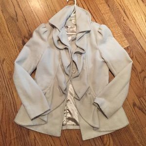 Ruffle feature warm coat