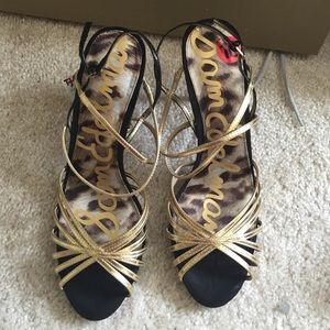 Black and gold heels, size 10