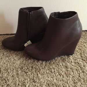 Dark brown wedge ankle boots